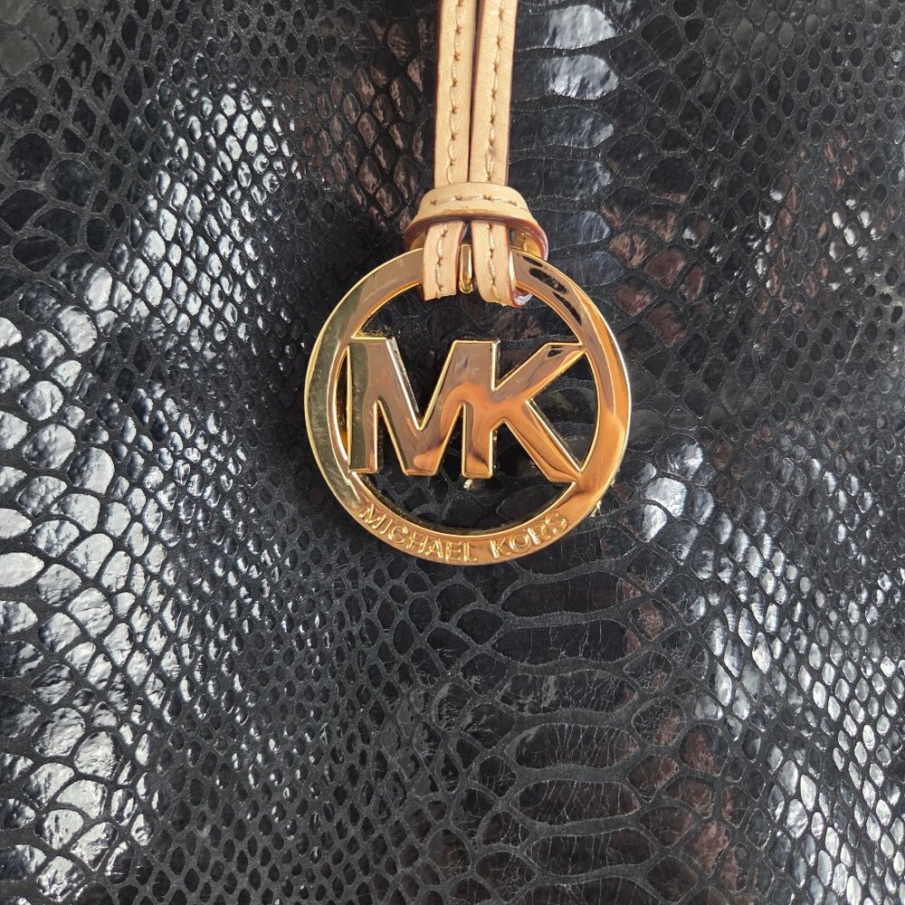 Michael Michael Kors Black Python Patent Leather … - image 2